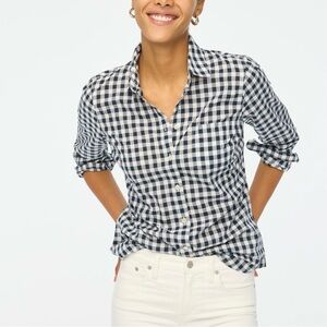 J. Crew Gingham Button Up Shirt SzM Preppy Cowgirl Casual Work Coastal Cleangirl